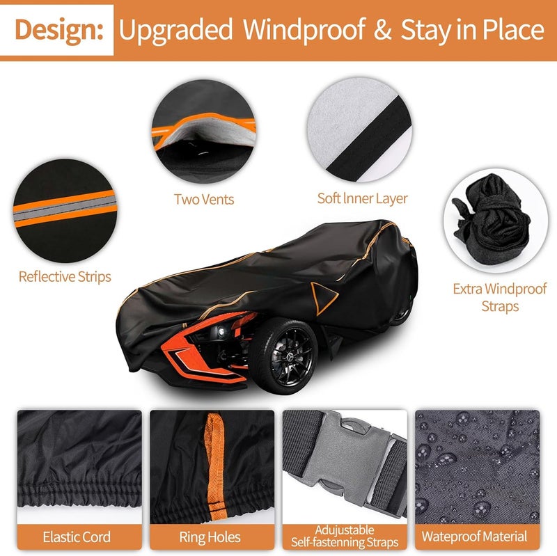 BIGACOVER Full Cover for Polaris Slingshot Heavy Duty Premium Oxford Cover Windshield Cover Waterproof Windproof All Weather Protection Covers for Slingshot S SL SLR R Signature LE(420D Oxford) - Image 3